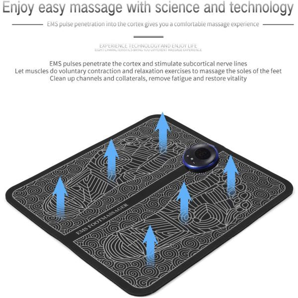 Ems Foot Massager Mat Electric Usb Charging Smart Display Tens Acupuncture Feet Cushion Blood Circulation Pad Health Care Home – With Box