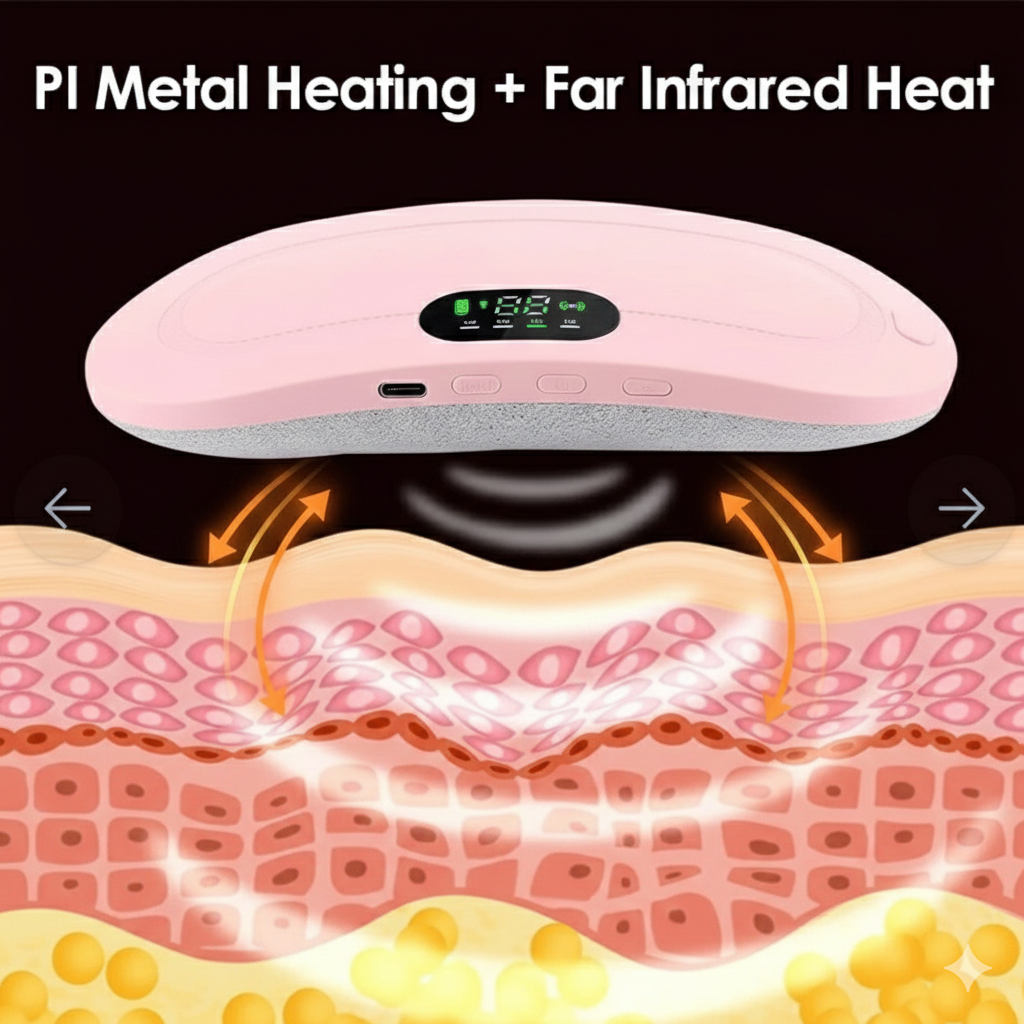 Rechargeable and Portable Heating & Massage Belt for Menstrual Cramps, Back & Waist Pain