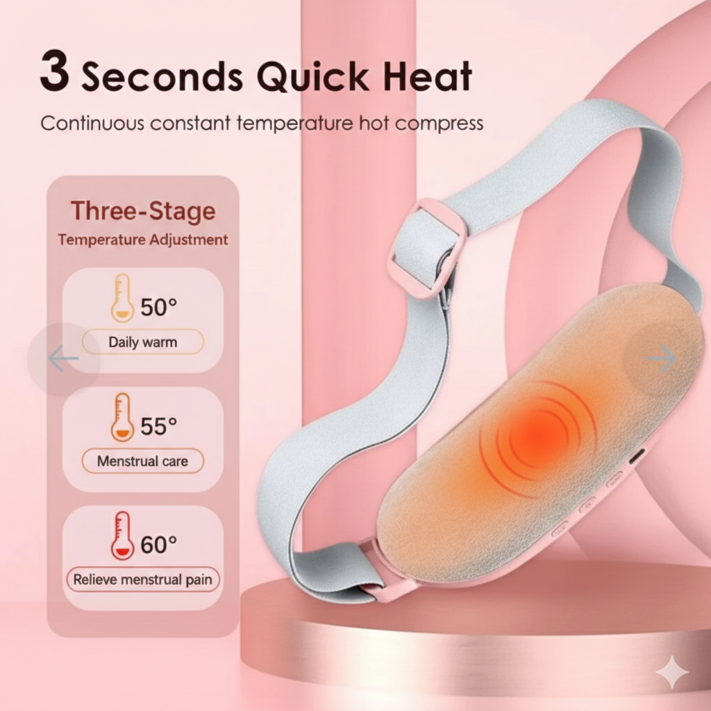 Rechargeable and Portable Heating & Massage Belt for Menstrual Cramps, Back & Waist Pain