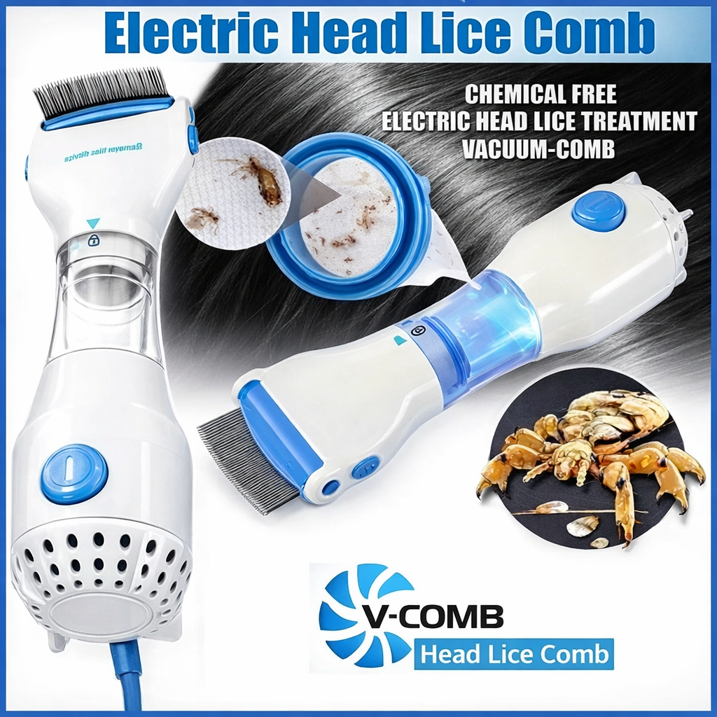 Electric Head Lice Removal Comb – Chemical-Free Vacuum Lice Comb for Kids & Adults