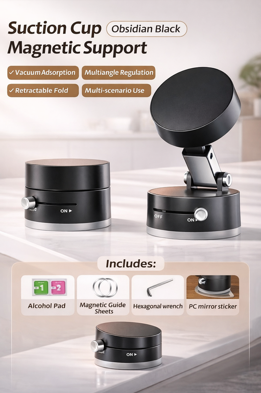 Magnetic Suction Cup Phone Holder – 360° Adjustable Dashboard & Desk Mount