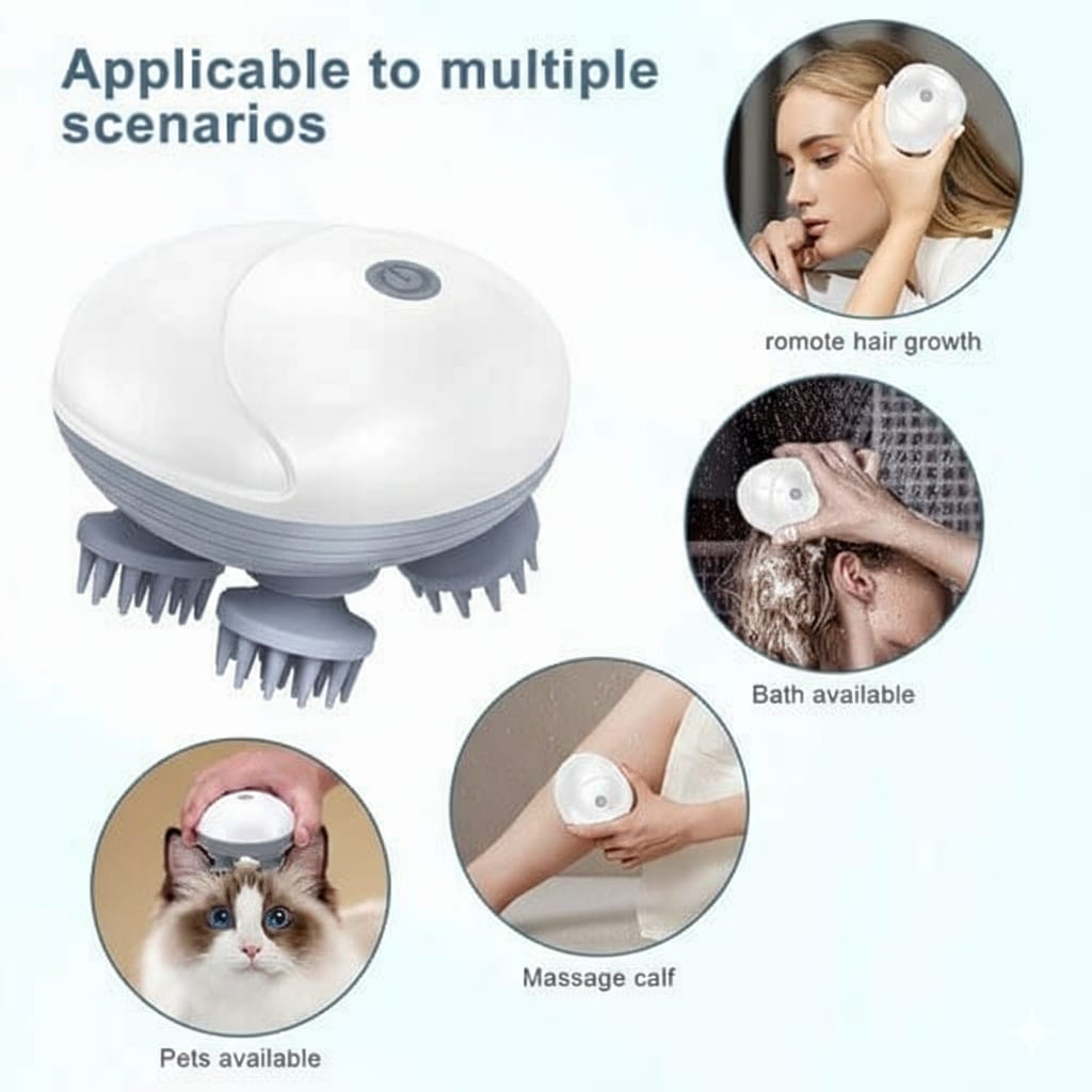 Electric 3D Head Scalp Massager | Rechargeable | Relaxing Stress Relief Tool
