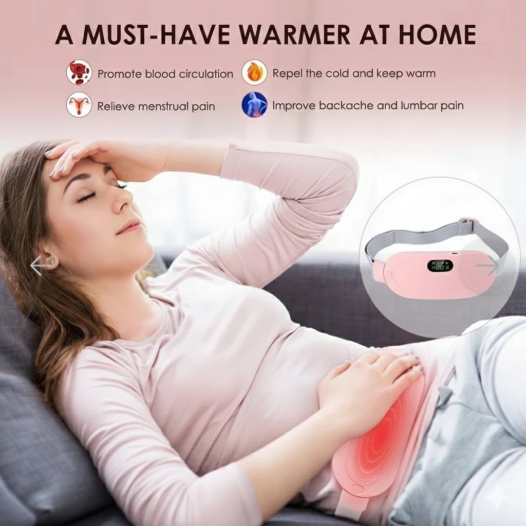 Rechargeable and Portable Heating & Massage Belt for Menstrual Cramps, Back & Waist Pain