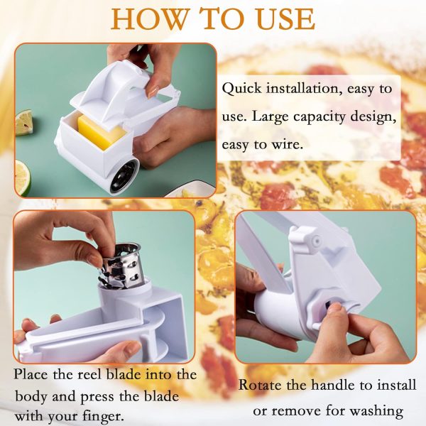 Rotary Cheese Grater, Manual Handheld Cheese Grater With Stainless Steel Drum For Grating Hard Cheese Chocolate Nuts Kitchen Tool